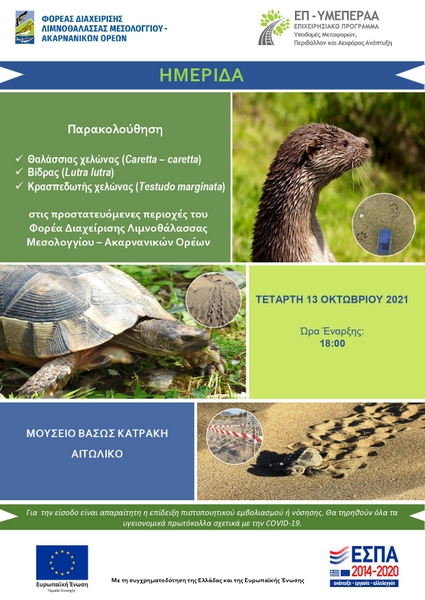 Παρακολούθηση θαλάσσιας Χελώνας , βίδρας , κρασπεδωτής χελώνας