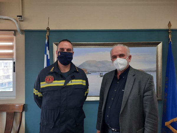 Επίσκεψη στο Δήμαρχο Ι.Π. Μεσολογγίου, Κώστα Λύρο πραγματοποίησε ο νέος Διοικητής Πυροσβεστικών Υπηρεσιών Αιτωλοακαρνανίας