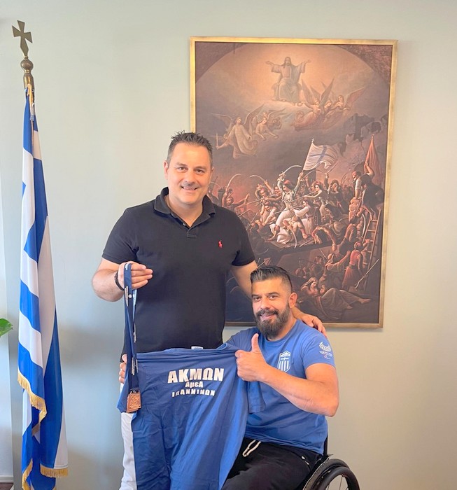 Τον χάλκινο πρωταθλητή άρσης βαρών σε πάγκο ΑμεΑ Σπύρο Λαχανά υποδέχθηκε ο Δήμαρχος Μεσολογγίου