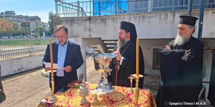 Αγιασμός για την έναρξη των εργασιών αποκαταστάσεως του Επισκοπείου στην Ιερά Πόλη Μεσολογγίου