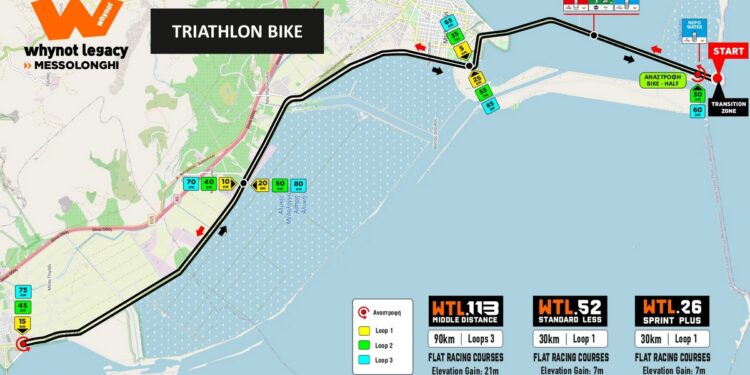 Ο χάρτης του TriathlonBike του αγώναWTL MessolonghiLegacy