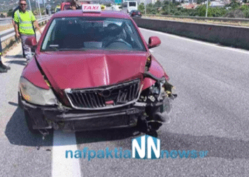 Σύγκρουση ταξί με βυτιοφόρο στην Γέφυρα χωρίς τραυματισμό. Εικόνες