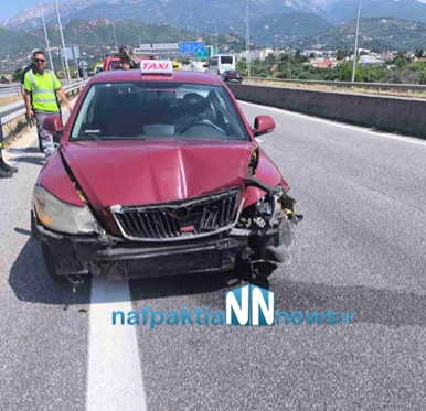 Σύγκρουση ταξί με βυτιοφόρο στην Γέφυρα χωρίς τραυματισμό. Εικόνες