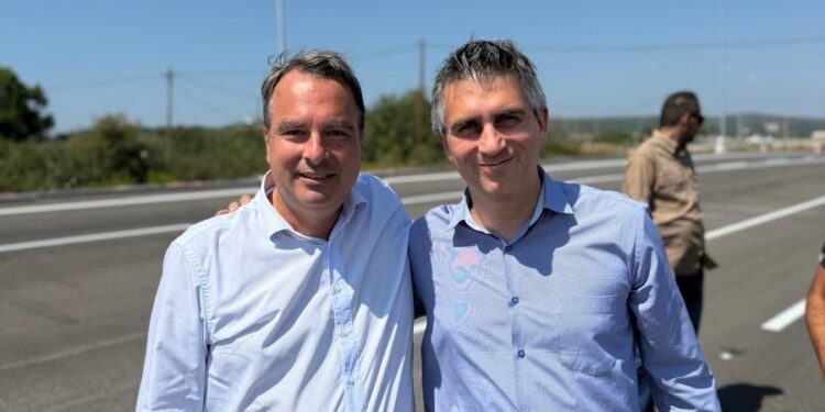 Επίσκεψη του Υπουργού Υποδομών Χρίστου Δήμα και του Βουλευτή Αιτωλοακαρνανίας Θανάση Παπαθανάση στο έργο της οδικής σύνδεσης Βόνιτσας Λευκάδας