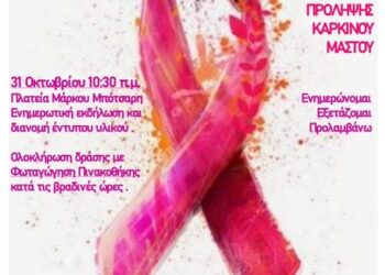 Πρόσκληση σε δράση ενημέρωσης για την πρόληψη του καρκίνου του μαστού από τον Δήμο Ιερής Πόλης Μεσολογγίου