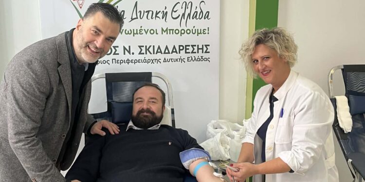 Επιτυχημένη εθελοντική αιμοδοσία από τη «Νέα Δυτική Ελλάδα» – Σπύρος Ν. Σκιαδαρέσης στην Πάτρα
