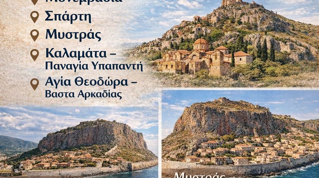 ΔΙΗΜΕΡΗ ΠΡΟΣΚΥΝΗΜΑΤΙΚΗ ΕΚΔΡΟΜΗ 27 – 28  ΙΟΥΝΙΟΥ 2026 ΜΟΝΕΜΒΑΣΙΑ – ΜΥΣΤΡΑΣ  -ΑΓΙΑ ΘΕΟΔΩΡΑ ΒΑΣΤΑ ΑΡΚΑΔΙΑΣ- ΥΠΑΠΑΝΤΗ ΚΑΛΑΜΑΤΑ